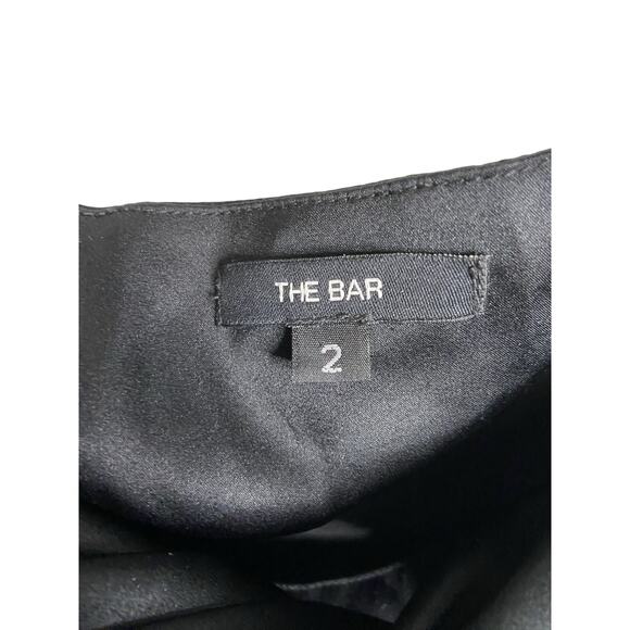 The Bar 100% Silk Twist Dress Satin Cut Out Puff Sleeve Embellished Strap Sz 2 - Picture 8 of 11